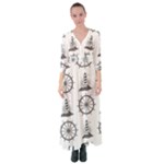 Marine-nautical-seamless-pattern-with-vintage-lighthouse-wheel Button Up Maxi Dress
