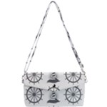 Marine-nautical-seamless-pattern-with-vintage-lighthouse-wheel Removable Strap Clutch Bag