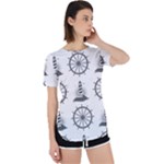 Marine-nautical-seamless-pattern-with-vintage-lighthouse-wheel Perpetual Short Sleeve T-Shirt