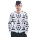 Marine-nautical-seamless-pattern-with-vintage-lighthouse-wheel Men s Long Sleeve Raglan Tee