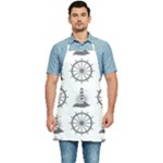 Marine-nautical-seamless-pattern-with-vintage-lighthouse-wheel Kitchen Apron