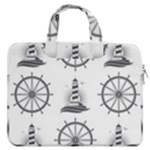 Marine-nautical-seamless-pattern-with-vintage-lighthouse-wheel MacBook Pro 13  Double Pocket Laptop Bag