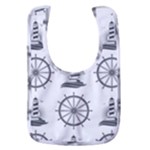 Marine-nautical-seamless-pattern-with-vintage-lighthouse-wheel Baby Bib