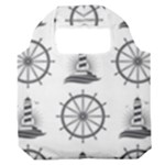 Marine-nautical-seamless-pattern-with-vintage-lighthouse-wheel Premium Foldable Grocery Recycle Bag