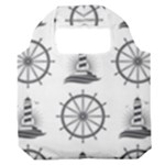 Marine-nautical-seamless-pattern-with-vintage-lighthouse-wheel Premium Foldable Grocery Recycle Bag