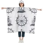 Marine-nautical-seamless-pattern-with-vintage-lighthouse-wheel Women s Hooded Rain Ponchos