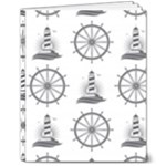 Marine-nautical-seamless-pattern-with-vintage-lighthouse-wheel 8  x 10  Hardcover Notebook