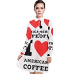 I love American coffee Long Sleeve Chiffon Shirt Dress