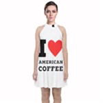 I love American coffee Velvet Halter Neckline Dress 