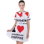 I love American coffee Short Sleeve Shoulder Cut Out Dress 