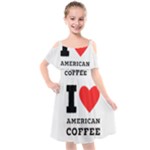 I love American coffee Kids  Cut Out Shoulders Chiffon Dress