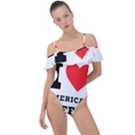 I love American coffee Frill Detail One Piece Swimsuit