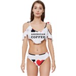 I love American coffee Ruffle Edge Tie Up Bikini Set	