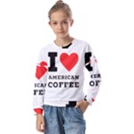 I love American coffee Kids  Long Sleeve Tee with Frill 