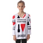 I love American coffee Kids  V Neck Casual Top