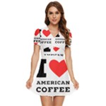 I love American coffee V-Neck High Waist Chiffon Mini Dress