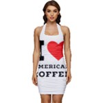 I love American coffee Sleeveless Wide Square Neckline Ruched Bodycon Dress