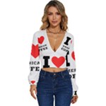 I love American coffee Long Sleeve Deep-V Velour Top