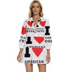 I love American coffee V-Neck Placket Mini Dress