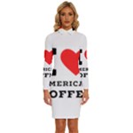 I love American coffee Long Sleeve Shirt Collar Bodycon Dress