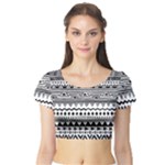 Boho-style-pattern Short Sleeve Crop Top