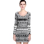 Boho-style-pattern Long Sleeve Bodycon Dress