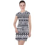 Boho-style-pattern Drawstring Hooded Dress