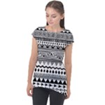 Boho-style-pattern Cap Sleeve High Low Top