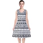 Boho-style-pattern V-Neck Midi Sleeveless Dress 