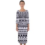 Boho-style-pattern Quarter Sleeve Midi Bodycon Dress