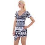 Boho-style-pattern Short Sleeve Asymmetric Mini Dress