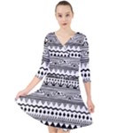 Boho-style-pattern Quarter Sleeve Front Wrap Dress