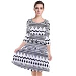 Boho-style-pattern Quarter Sleeve Waist Band Dress