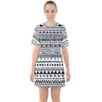 Boho-style-pattern Sixties Short Sleeve Mini Dress