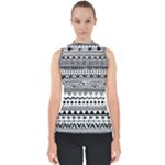 Boho-style-pattern Mock Neck Shell Top