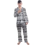 Boho-style-pattern Men s Long Sleeve Satin Pajamas Set