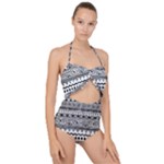 Boho-style-pattern Scallop Top Cut Out Swimsuit