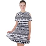 Boho-style-pattern Short Sleeve Shoulder Cut Out Dress 