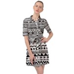 Boho-style-pattern Belted Shirt Dress