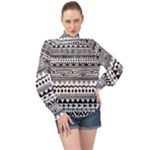 Boho-style-pattern High Neck Long Sleeve Chiffon Top