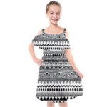 Boho-style-pattern Kids  Cut Out Shoulders Chiffon Dress