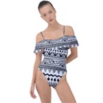 Boho-style-pattern Frill Detail One Piece Swimsuit