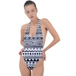 Boho-style-pattern Backless Halter One Piece Swimsuit