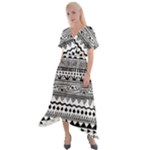 Boho-style-pattern Cross Front Sharkbite Hem Maxi Dress