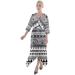 Quarter Sleeve Wrap Front Maxi Dress 