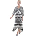 Boho-style-pattern Quarter Sleeve Wrap Front Maxi Dress