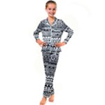 Boho-style-pattern Kids  Satin Long Sleeve Pajamas Set