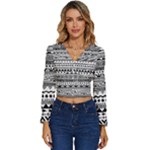 Boho-style-pattern Long Sleeve V-Neck Top