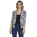 Boho-style-pattern Women s Draped Front 3/4 Sleeve Shawl Collar Jacket