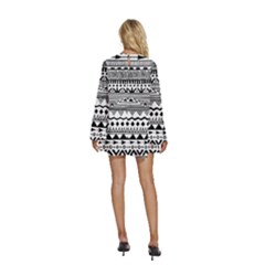 Round Neck Long Sleeve Bohemian Style Chiffon Mini Dress 
